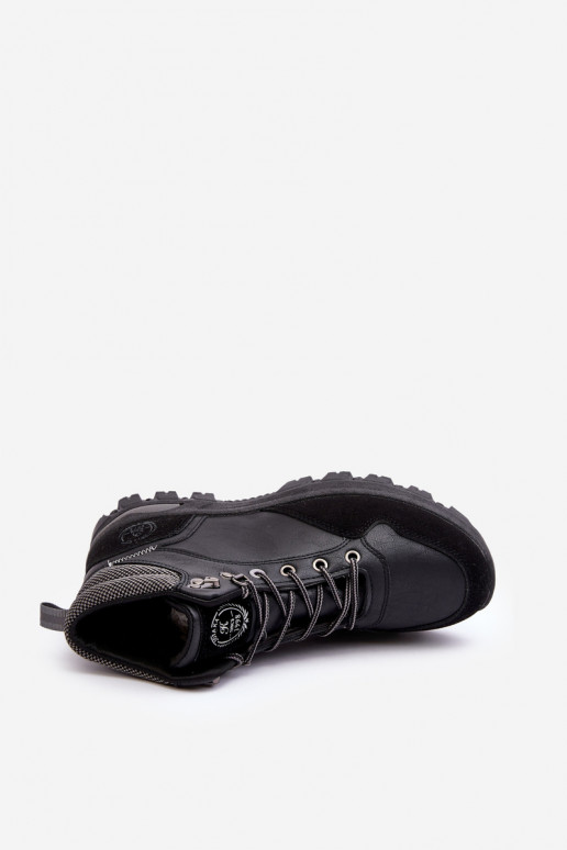 turistické topánky čižmy so šnúrkami v čiernej farbe Salomene turistické topánky čižmy so šnúrkami v čiernej farbe Salomene