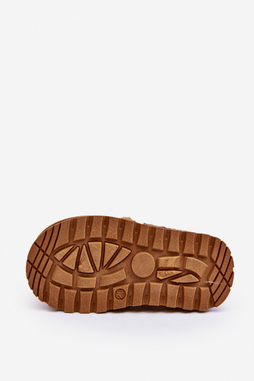 Detské papučky s kožušinkou hnedé Birasta