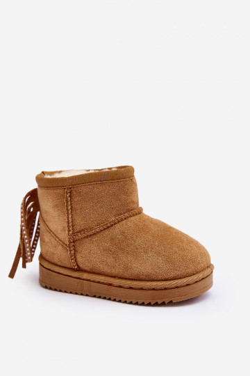 Teplé detské zimné čižmy so strapcami v hnedej farbe Mikyla 2