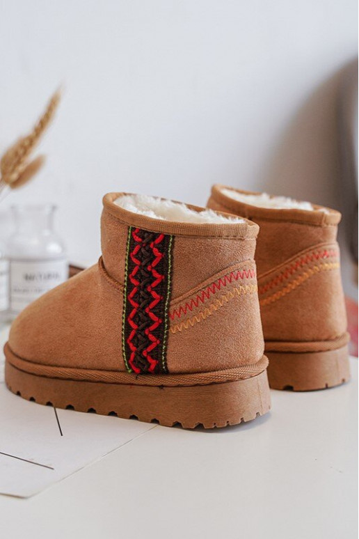čižmy do snehu Detské čižmy zateplené hnedej farby Leonora