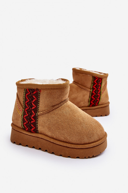 čižmy do snehu Detské čižmy zateplené hnedej farby Leonora