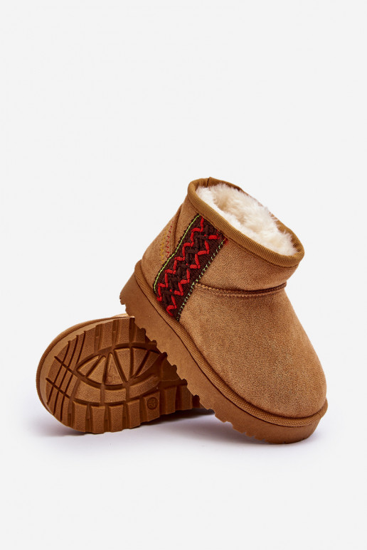 čižmy do snehu Detské čižmy zateplené hnedej farby Leonora