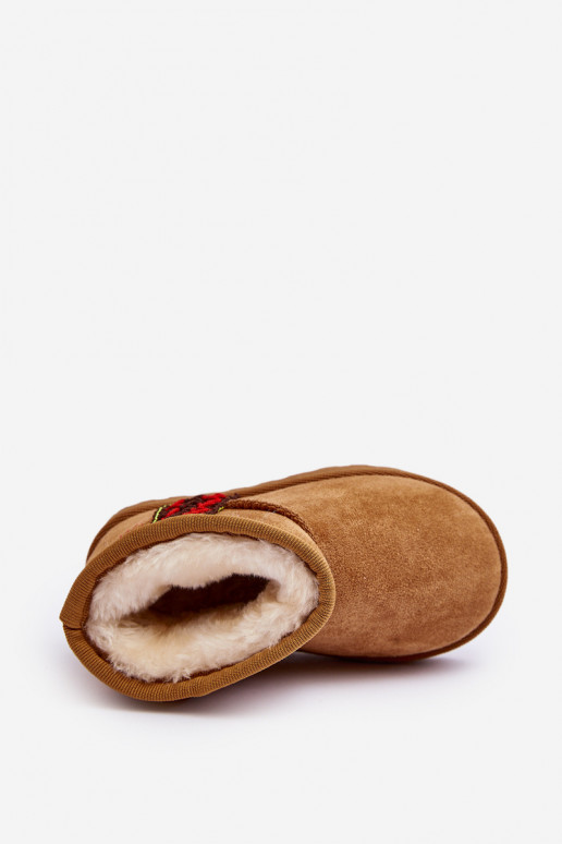 čižmy do snehu Detské čižmy zateplené hnedej farby Leonora