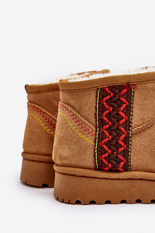 čižmy do snehu Detské čižmy zateplené hnedej farby Leonora