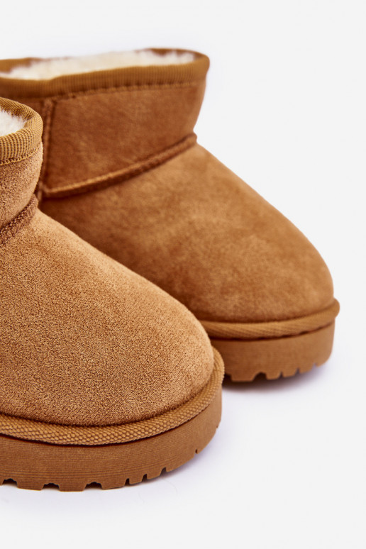 čižmy do snehu Detské čižmy zateplené hnedej farby Leonora