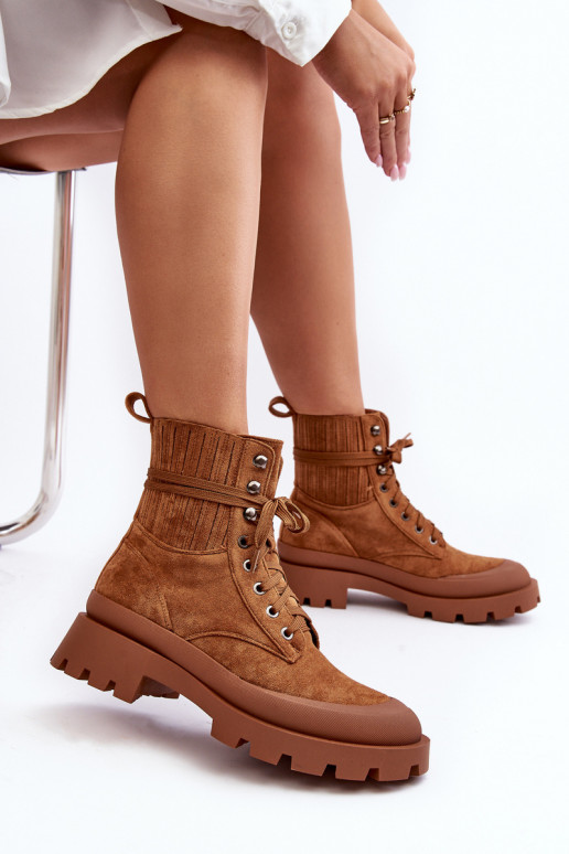 Čižmy so šnúrkami Gordts hnedej farby Čižmy so šnúrkami Gordts hnedej farby