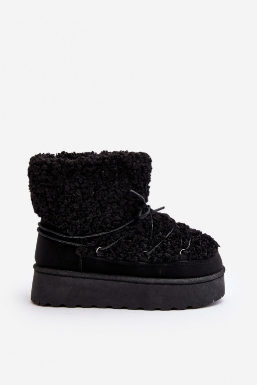 Šnurovacie zimné topánky s masívnou podrážkou v čiernej farbe Loso Šnurovacie zimné topánky s masívnou podrážkou v čiernej farbe Loso