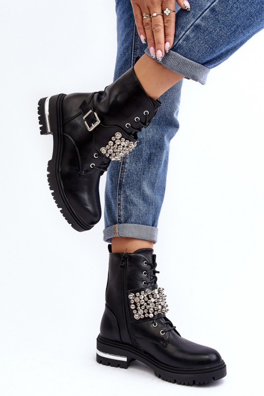 vyhrievané čižmy Zdobené čiernej farby Lennen vyhrievané čižmy Zdobené čiernej farby Lennen