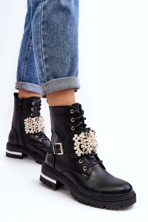 oteplené čižmy Čižmy Čižmy Zdobená čierna farba Venizi oteplené čižmy Čižmy Čižmy Zdobená čierna farba Venizi