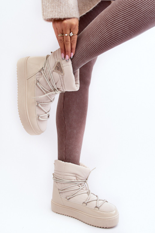 snehule s platformou a štýlovými detailmi v béžovej Fleure snehule s platformou a štýlovými detailmi v béžovej Fleure