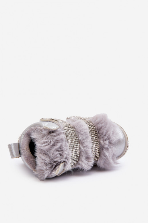 Detské snehule vyteplené strieborné Leela Detské snehule vyteplené strieborné Leela