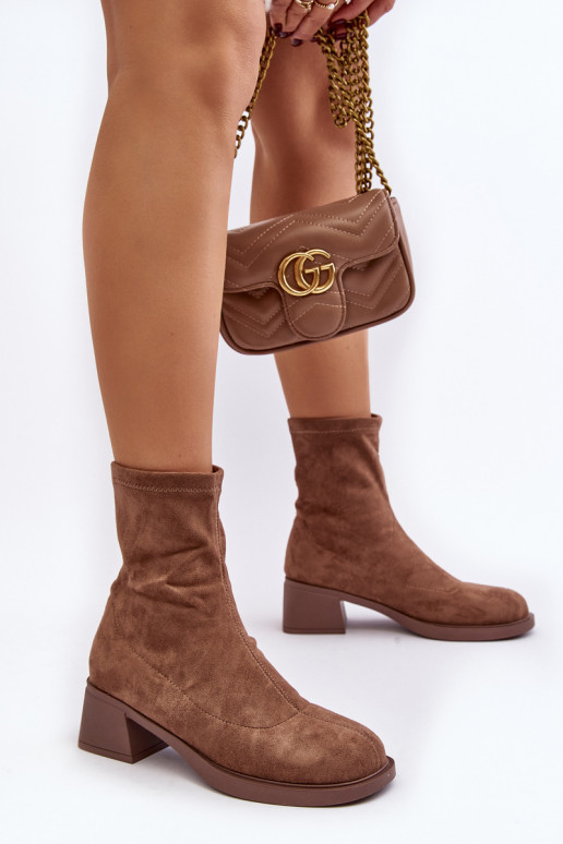 Dámske čižmy na nízkom podpätku v hnedej farbe Aphroteia Dámske čižmy na nízkom podpätku v hnedej farbe Aphroteia