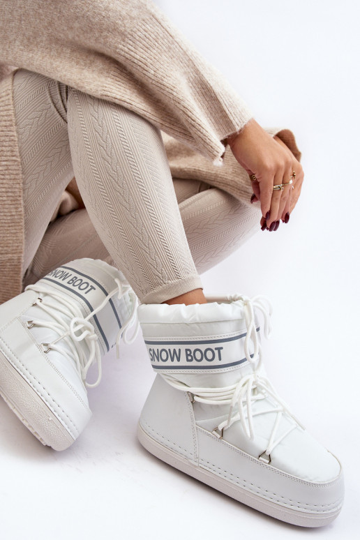 Zimné topánky na šnurovanie v bielej farbe Soia