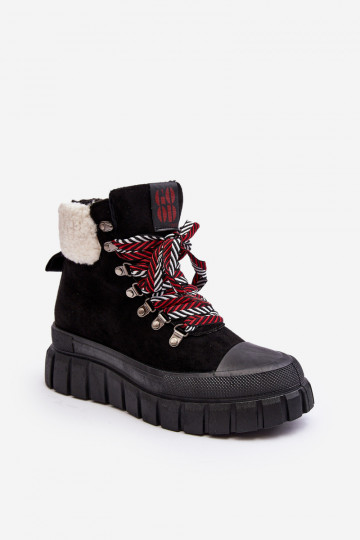 oteplené čižmy s masívnou podrážkou v čiernej farbe Ralotta