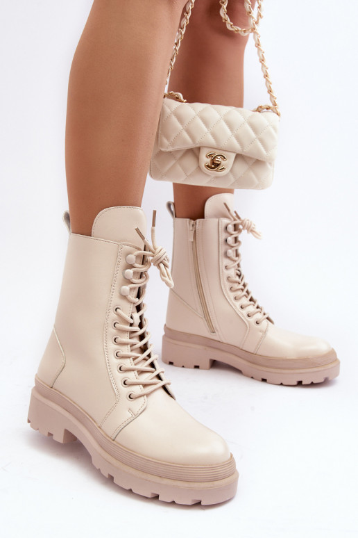 čižmy eko koža slonovinová farba Irande čižmy eko koža slonovinová farba Irande