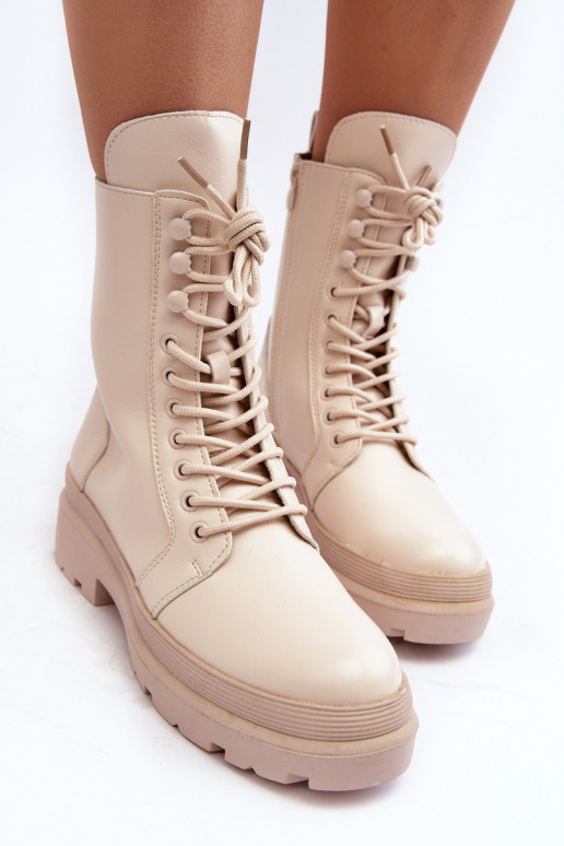 čižmy eko koža slonovinová farba Irande čižmy eko koža slonovinová farba Irande