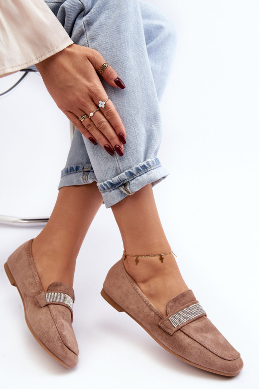 Mokasíny s trblietavými očkami v hnedej farbe Ralrika