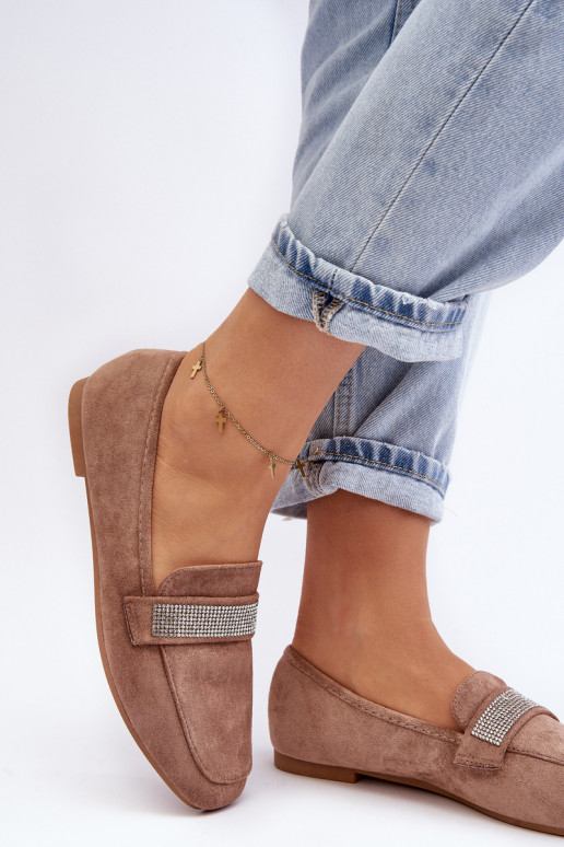 Mokasíny s trblietavými očkami v hnedej farbe Ralrika