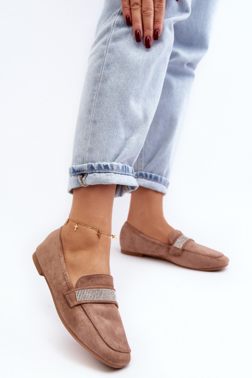 Mokasíny s trblietavými očkami v hnedej farbe Ralrika