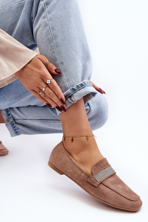 Mokasíny s trblietavými očkami v hnedej farbe Ralrika