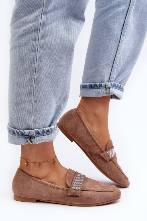 Mokasíny s trblietavými očkami v hnedej farbe Ralrika