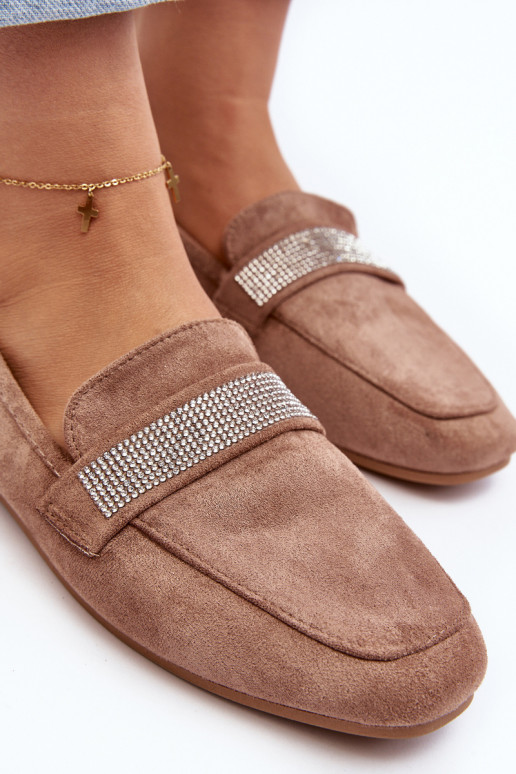 Mokasíny s trblietavými očkami v hnedej farbe Ralrika