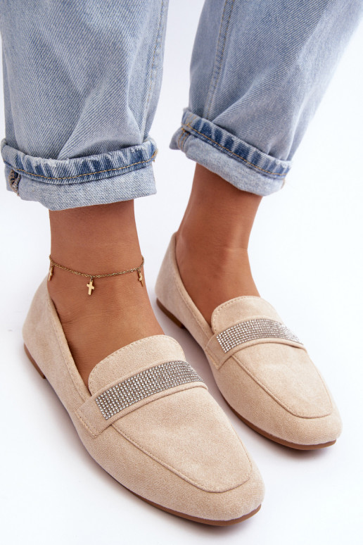 Mokasíny s trblietavými očkami béžovej Ralrika