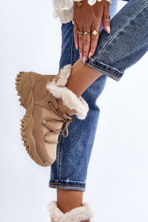 Dámske čižmy s kožušinou béžovej Cresandi Dámske čižmy s kožušinou béžovej Cresandi