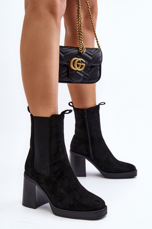 Dámske čižmy na širokom podpätku v čiernej farbe Piovere Dámske čižmy na širokom podpätku v čiernej farbe Piovere