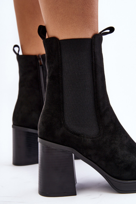 Dámske čižmy na širokom podpätku v čiernej farbe Piovere Dámske čižmy na širokom podpätku v čiernej farbe Piovere