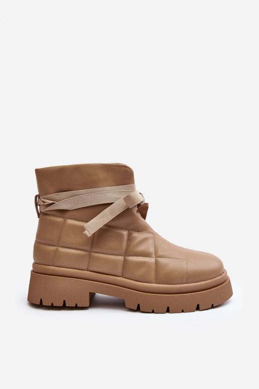 Čižmy s prešívanými vzormi v khaki farbe Bizzanti Čižmy s prešívanými vzormi v khaki farbe Bizzanti