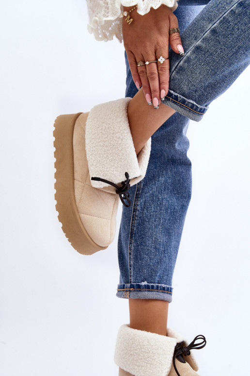 snehule s platformou s vyhrievaním v slonovinovej farbe Olimuka snehule s platformou s vyhrievaním v slonovinovej farbe Olimuka