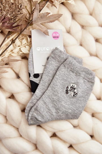 Bavlnené ponožky s medvedíkmi v svetlosivej farbe 2