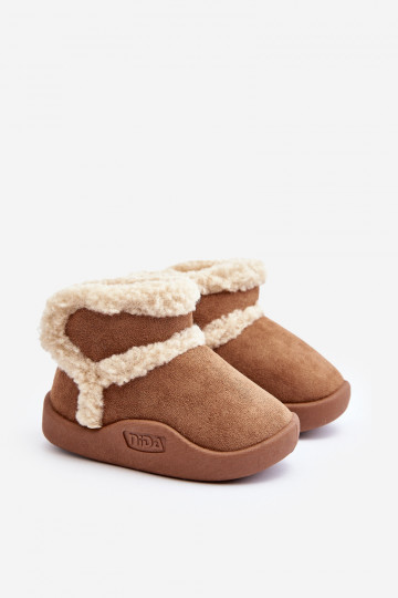 Detské snehule s nalepovacím zapínaním v hnedej farbe Unitia