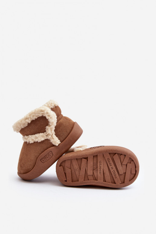 Detské snehule s nalepovacím zapínaním v hnedej farbe Unitia Detské snehule s nalepovacím zapínaním v hnedej farbe Unitia