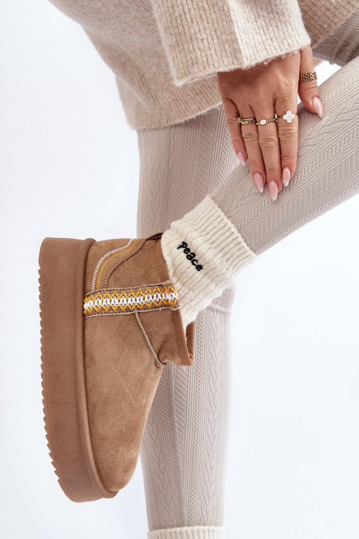 vzorované snehule na platforme v hnedej farbe Udra