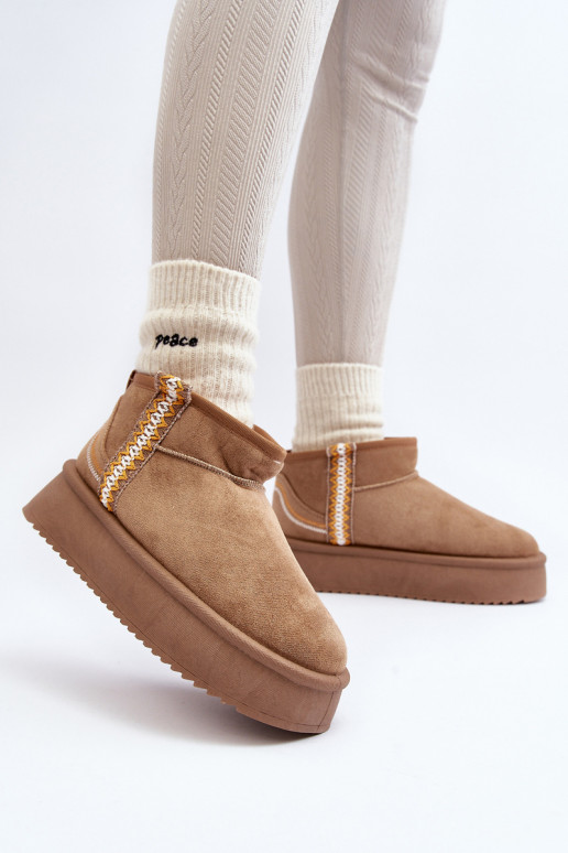 vzorované snehule na platforme v hnedej farbe Udra