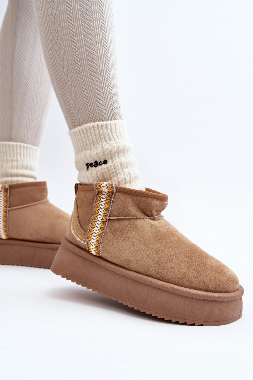 vzorované snehule na platforme v hnedej farbe Udra