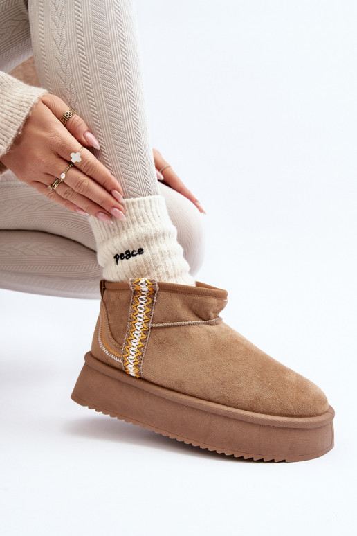 vzorované snehule na platforme v hnedej farbe Udra