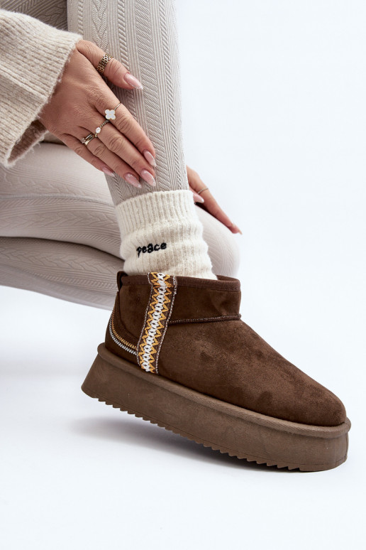 vzorované snehule na platforme v khaki farbe Udra vzorované snehule na platforme v khaki farbe Udra