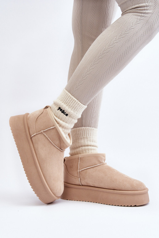 snehule s masívnou podrážkou béžovej Caliksa snehule s masívnou podrážkou béžovej Caliksa