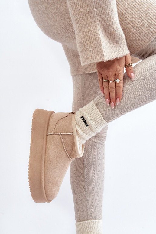 snehule s masívnou podrážkou béžovej Caliksa snehule s masívnou podrážkou béžovej Caliksa