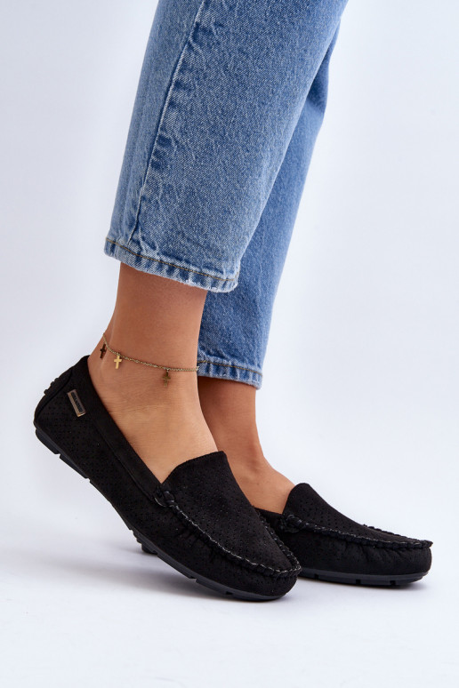 s prelamovanými prvkami Mokasíny čiernej farby Rasirna s prelamovanými prvkami Mokasíny čiernej farby Rasirna