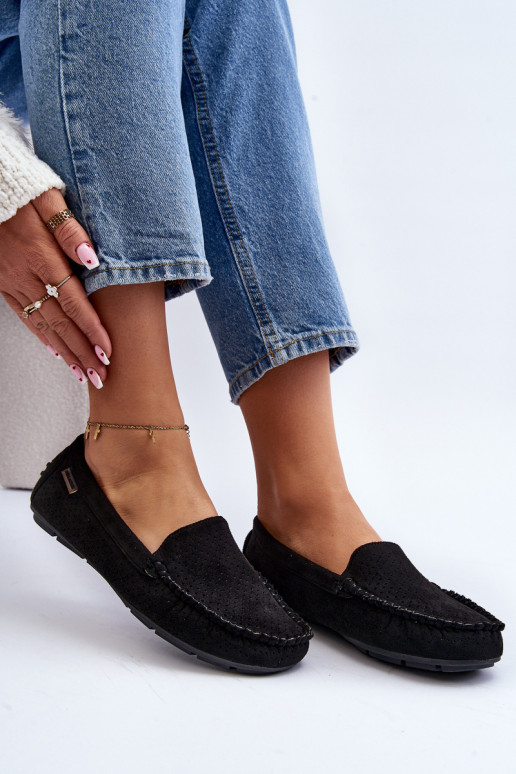 s prelamovanými prvkami Mokasíny čiernej farby Rasirna s prelamovanými prvkami Mokasíny čiernej farby Rasirna