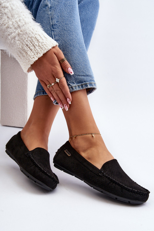 s prelamovanými prvkami Mokasíny čiernej farby Rasirna s prelamovanými prvkami Mokasíny čiernej farby Rasirna