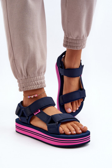 Dámske sandále na platforme Lee Cooper LCW-24-05-2754L tmavomodré