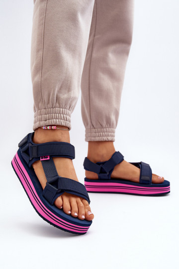 Dámske sandále na platforme Lee Cooper LCW-24-05-2754L tmavomodré 2