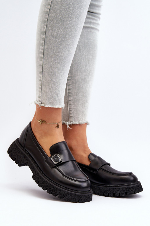 dámske mokasíny na ramienka čiernej farby Flanila