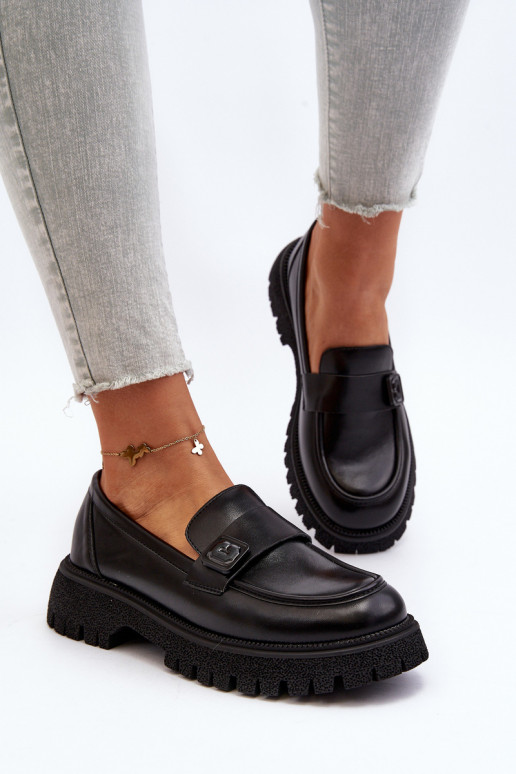 dámske mokasíny na ramienka čiernej farby Flanila