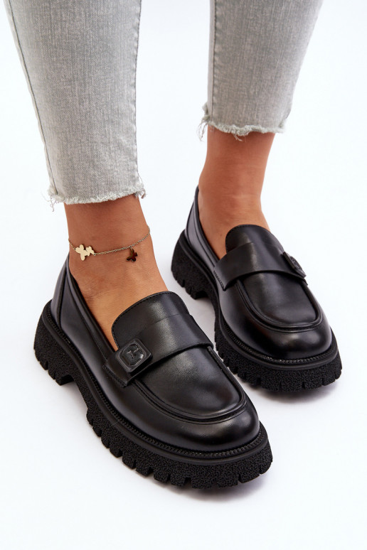 dámske mokasíny na ramienka čiernej farby Flanila